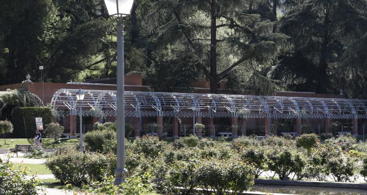 Imagen de la restauración de las pérgolas de la Rosaleda